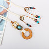 Bohemian Style Alloy Resin Ring Cotton Cord Chain Belts with Wood Beads Tassel FS-WGA5F60-01-2