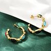 304 Stainless Steel Synthetic Turquoise & Synthetic Agate Stud Earrings LS-EJEW-M105-01G-4
