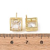Brass Micro Pave Clear Cubic Zirconia Stud Earrings EJEW-C174-02B-G-5