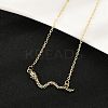 Brass Pave Black Cubic Zirconia Snake Pendant Necklaces NJEW-D320-02ASG-2