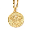 Brass Clear Cubic Zirconia Curb Chain Constellation Pendant Medal Necklaces for Women LS-NJEW-U010-01G-11-1