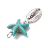 7Pcs 7 Styles Dyed Synthetic Turquoise Starfish & Alloy Sea Animals Pendants PALLOY-JF03752-01-5