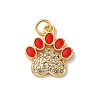 Brass Micro Pave Clear Cubic Zirconia & Enamel Pendants KK-Q098-30G-A-1