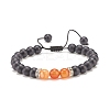 4Pcs 4 Style Natural Lava Rock & Mixed Stone Braided Bead Bracelets Set for Women BJEW-TA00115-3