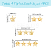 16Pcs 4 Styles Star Zinc Alloy Brooches JEWB-HY0001-41G-2