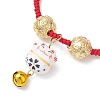 Adjustable Fortune Cat Handmade Porcelain Charm Bracelets BJEW-JB10506-3
