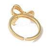 Bowknot Brass Micro Pave Clear Cubic Zirconia Open Cuff Rings for Women RJEW-C098-25G-3