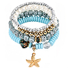 1 Set Synthetic Moonstone & Pearl Stretch Bracelets Set BJEW-SP0001-10-1