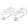 Bohemian Styles 304 Stainless Steel Starfish and Shell Shape Pendant Double Layer Necklaces for Women NJEW-F343-01P-4