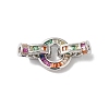 Rack Plating Brass Micro Pave Colorful Cubic Zirconia Fold Over Clasps KK-A222-01B-01P-1