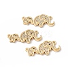 Elephant Mother and Son Brass Micro Pave Clear Cubic Zirconia Connector Charms ZIRC-L100-134G-1