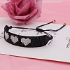 Friendship Heart Loom Pattern Seed Beads Bracelets for Women BJEW-Z013-28-4