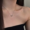 Round Ring 925 Sterling Silver Pave Cubic Zirconia Pendant Necklaces for Women NJEW-F338-05P-6