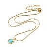 Imitation Cat Eye Oval Pendant Necklace with Round Snake Chains NJEW-G085-06G-3