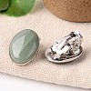 Natural Green Aventurine Oval Clip-on Earrings X-EJEW-J091-07-1