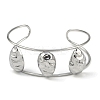 Non-Tarnish 304 Stainless Steel Wide Hollow Textured Horse Eye Opaen Cuff Bangles BJEW-Q348-06P-01-2