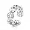 Non-Tarnish 304 Stainless Steel Star of David Open Cuff Ring for Women LS-RJEW-C053-01P-1
