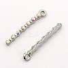 Platinum Plated Stick Alloy Rhinestone Pendants ALRI-E115-01P-1