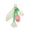 Glass with Opaque Acrylic Baeded Pendants PALLOY-MZ01190-2