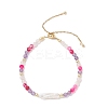 Natural & Synthetic Gemstone & Nuggets Baroque Pearl Keshi Pearl Beads Slider Bracelets BJEW-JB13260-02-2