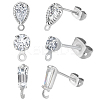 30Pcs 3 Style Teardrop & Trapezoid Shape Brass with Clear Cubic Zirconia Stud Earring Findings KK-BBC0013-56-1