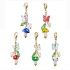 Mushroom Handmade Lampwork Pendant Decorations HJEW-JM02657-2
