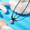 Round Shell Pearl Pendant Necklaces NJEW-JN04784-02-2