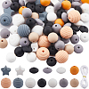 7Pcs 7 Colors Round with Nylon Thread Food Grade Eco-Friendly Silicone Beads DIY-SC0025-32-1