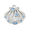 Brass Pave Light Sky Blue and Clear Cubic Zirconia Sea Animal Connector Charms KK-M326-07A-P-1