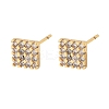 Square Brass Micro Pave Clear Cubic Zirconia Stud Earrings for Women EJEW-G428-12G-01-4