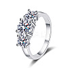 Rhodium Plated 925 Sterling Silver Pave 8.2x4.9mm Moissanite Finger Rings WG3C802-07-5