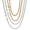 4Pcs 4 Style Rack Plating 304 Stainless Steel Twist Rope Chain Necklaces NJEW-GO0001-03D-1