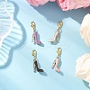 High-heeled Shoes Alloy Enamel & Rhinestone Pendant Decorations HJEW-JM04113-1
