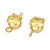 Brass Pave Cubic Zirconia Flat Round Connector Charms KK-P347-01G-4