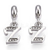 Platinum Rack Plating Alloy Rhinestone European Dangle Charms PALLOY-T048-36P-Z-1