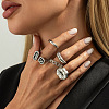 5Pcs Alloy with Acrylic Rhinestone Finger Rings FS-WG60B09-05-1