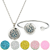 1Pc Stainless Steel Open Cuff Bangles & 1Pc Stainless Steel Pendant Neclace AJEW-SC0004-06C-1