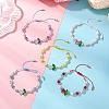 Natural Dyed Yellow Jade & Plastic Imitation Pearl Braided Bead Bracelets for Women BJEW-MZ00308-1