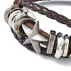 PU Leather & Waxed Cords Triple Layer Multi-strand Bracelets BJEW-G709-01A-2