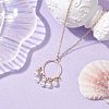 ABS Plastic Imitation Pearl with Brass Pendant Necklaces NJEW-JN04904-2