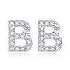 Brass Cubic Zirconia Stud Earrings EJEW-BB35118-B-1