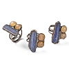 Rectangle & Round Natural Kyanite & Yellow Hematoid Quartz/Golden Healer Quartz Adjustable Rings RJEW-A041-03R-1