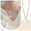 1Pc Zinc Alloy White Enamel Round with Letter Pendant Necklaces NJEW-LP0002-88G-D-1