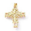 Brass Pave Cubic Zirconia with ABS Plastic Imitation Pearl Pendants KK-G467-01G-3