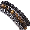 3Pcs 3 Styles Natural & Synthetic Mixed Gemstone Round Beaded Stretch Bracelets Set BJEW-JB10139-05-5