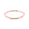 Gold-tone Miyuki Elastic Crystal Beaded Bracelet with Acrylic Tube Beads ST0555930-1