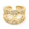 Letter X Clear Cubic Zirconia Open Cuff Ring RJEW-L121-018G-2