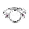 Flat Round Adjustable 925 Sterling Silver Ring Components STER-G042-01P-2