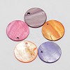 Dyed Natural Flat Round Shell Pendant SHEL-P003-07-1