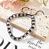 Adjustable Natural Rose Quartz and Non-magnetic Synthetic Hematite Braided Bead Bracelets BJEW-Z090-01B-1